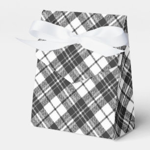 Tartan pattern holidays Christmas black white Favor Box