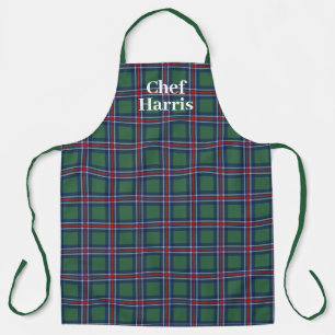 Tartan pattern kitchen apron for men and women