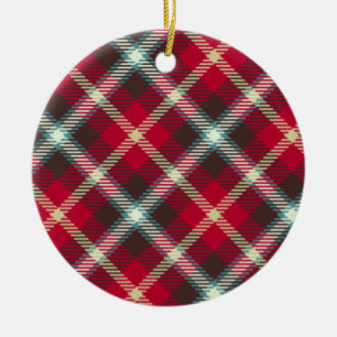 Tartan Pattern Plaid Design Christmas Holiday Ceramic Ornament