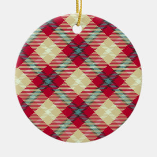 Tartan Pattern Plaid Design Xmas Holiday Ceramic Ornament