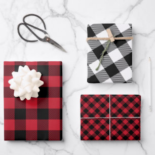 Tartan Pattern Red Black White Elegant Classic Wrapping Paper Sheet