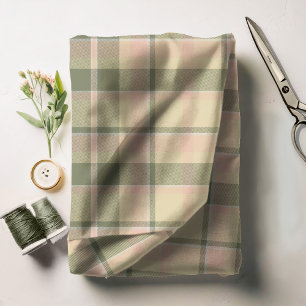 Tartan Pattern Soft Sage and Rose Pink ID210 Fabric