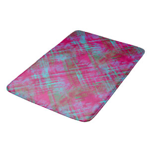 Tartan Pink Purple Aqua Plaid Bathroom  Bath Mat