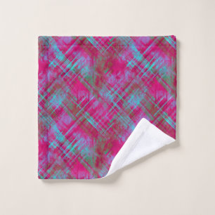 Tartan Pink Purple Aqua Plaid Bathroom  Wash Cloth