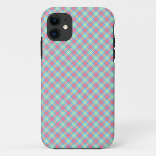 Tartan Pink Yellow  Blue iPhone 11 Case