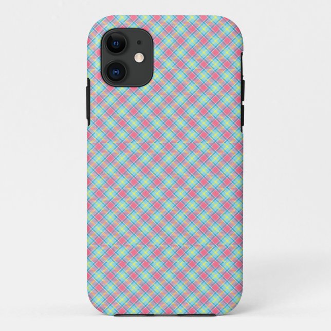 Tartan Pink Yellow  Blue Case-Mate iPhone Case (Back)