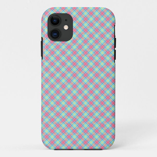 Tartan Pink Yellow  Blue Case-Mate iPhone Case (Back)