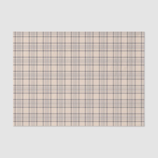 Tartan Plaid Beige, Brown & White No. 47 Tissue Paper (Front)