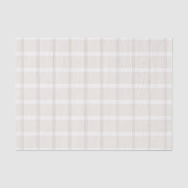 Tartan Plaid Beige & White No. 49 Tissue Paper (Front)