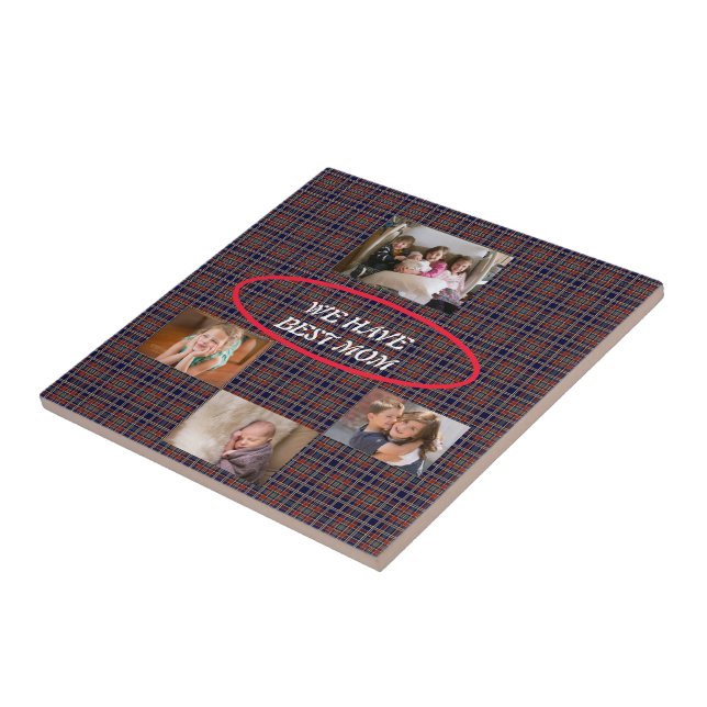 Tartan Plaid Best Mom Freestyle Font Tile (Side)