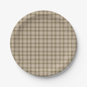 Tartan Plaid Brown, Beige & Green No. 59 Paper Plate