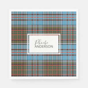 Tartan Plaid Check Custom Name Elegant Anderson Napkin