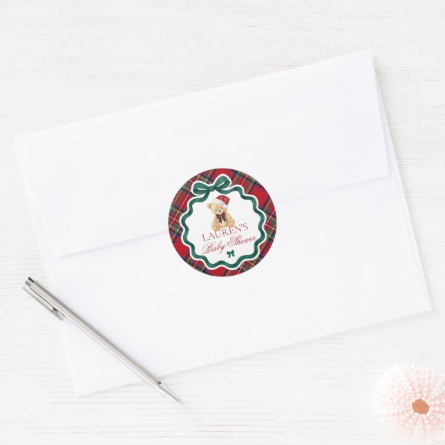 Tartan Plaid Christmas Baby Shower Envelope Seal (Envelope)
