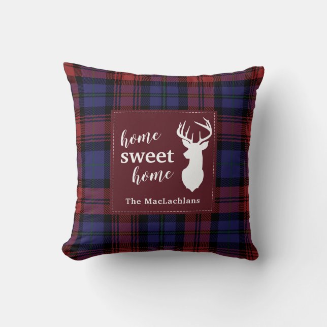 Tartan Plaid Christmas Clan MacLachlan Personalize Throw Pillow (Front)