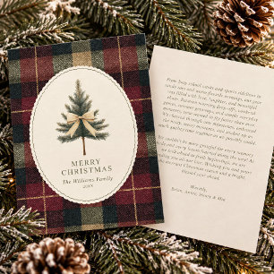 Tartan Plaid Christmas Tree Family Newsletter Holiday Card