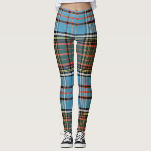 Tartan Plaid Clan Anderson Brown Teal Pattern Leggings