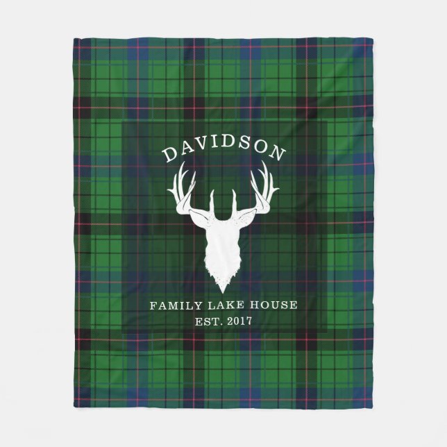 Tartan Plaid Clan Davidson Family Lake House Fleece Blanket (Front)