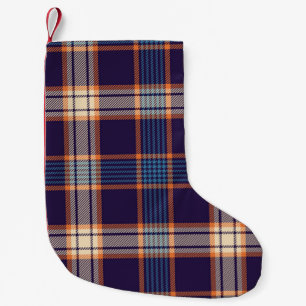 Tartan plaid, colorful navy texture. small christmas stocking
