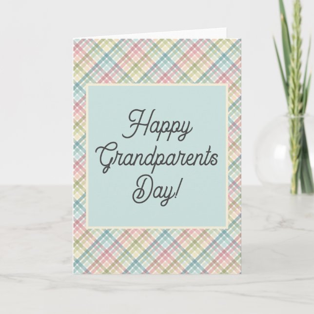 Tartan plaid colourful grandparents day card (Front)