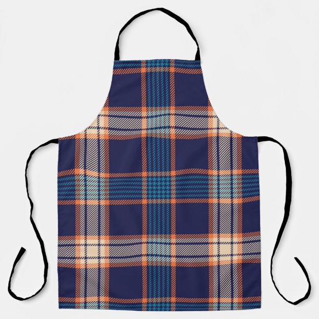 Tartan plaid, colourful navy texture. apron (Front)