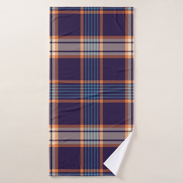 Tartan plaid, colourful navy texture. bath towel (Bath Towel)