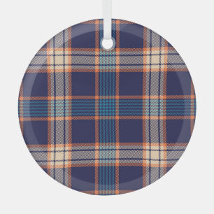 Tartan plaid, colourful navy texture. glass ornament