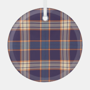 Tartan plaid, colourful navy texture. glass ornament