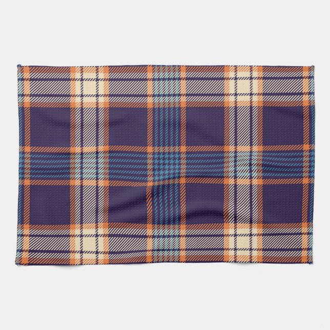 Tartan plaid, colourful navy texture. kitchen towel (Horizontal)