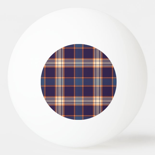 Tartan plaid, colourful navy texture. ping pong ball (Front)