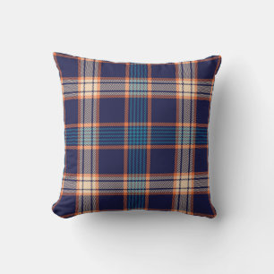 Tartan plaid, colourful navy texture. throw pillow