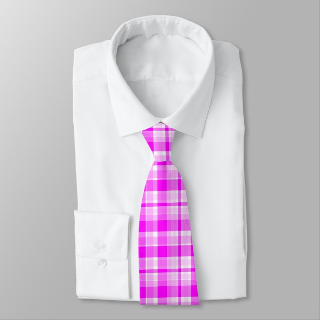 Tartan Plaid Cravate rose (Attaché)