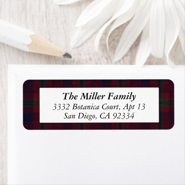 Tartan Plaid Dark Red Classic Return Address (Insitu)