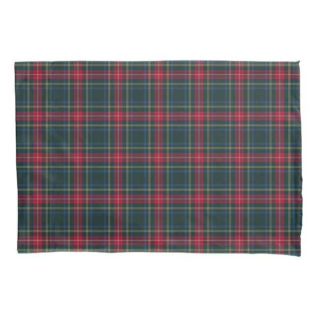 Tartan Plaid Green and Red Pillowcase (Front)