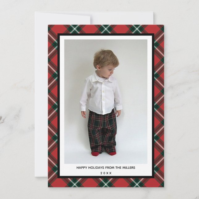 Tartan Plaid Happy Holidays Card for Christmas (Front)