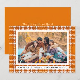 Tartan Plaid Happy Thanksgiving Autumn Photo Holiday Card