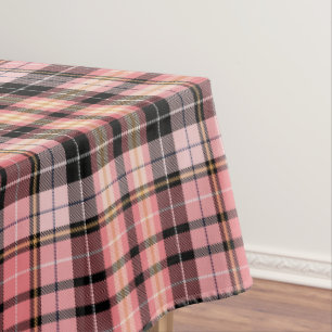Tartan Plaid in Pink, Peach, Black Tablecloth