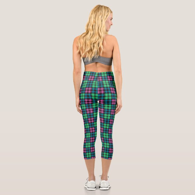 Tartan Plaid Leggings in Blue, Green, and Pink - W (Back)