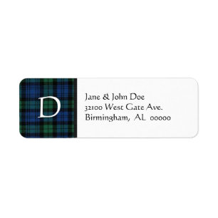 Tartan Plaid Monogram Address Labels