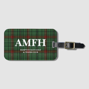 Tartan Plaid Monogram Golf Luggage Tag
