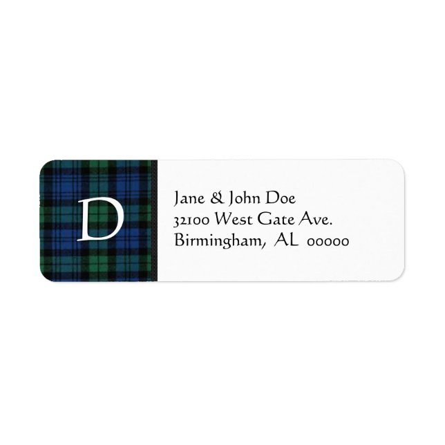 Tartan Plaid Monogrammes Étiquettes de adresse (Devant)