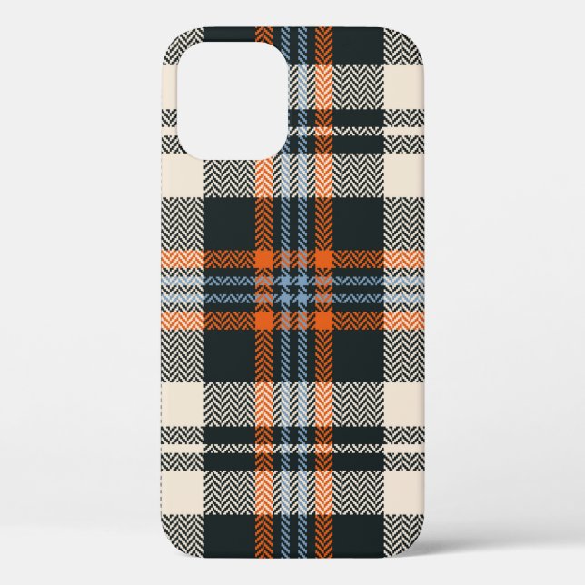 Tartan plaid pattern autumn in black, orange, blue Case-Mate iPhone case (Back)