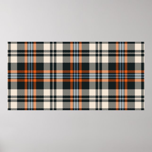 Tartan plaid pattern autumn in black, orange, blue poster (Front)