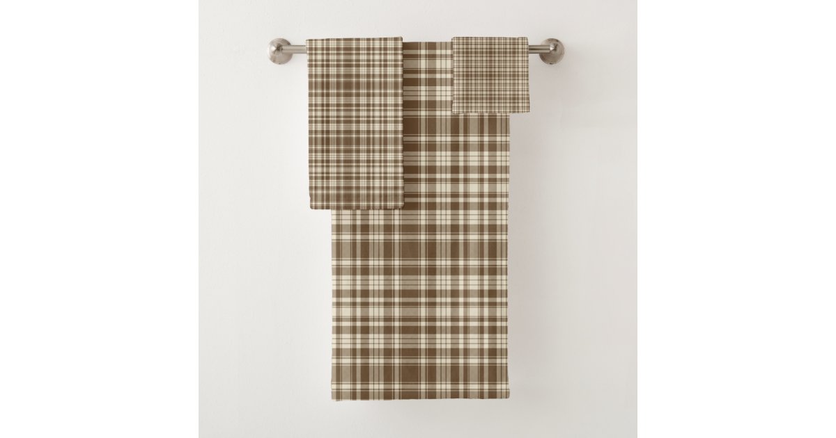 Tartan Plaid Pattern Brown & Beige No. 70 Bath Towel Set Zazzle