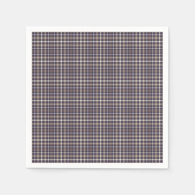 Tartan Plaid Pattern Brown, Blue & Beige No. 69 Napkin (Front)