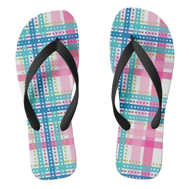 Tartan, plaid pattern flip flops (Footbed)