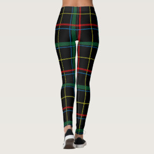 Tartan plaid pattern, green and red, leggings