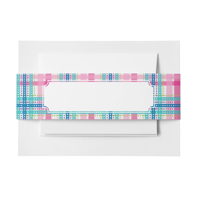 Tartan, plaid pattern invitation belly band (Front Example)