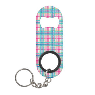 Tartan, plaid pattern keychain bottle opener