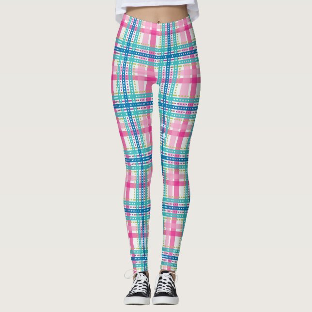 Tartan, plaid pattern leggings (Front)