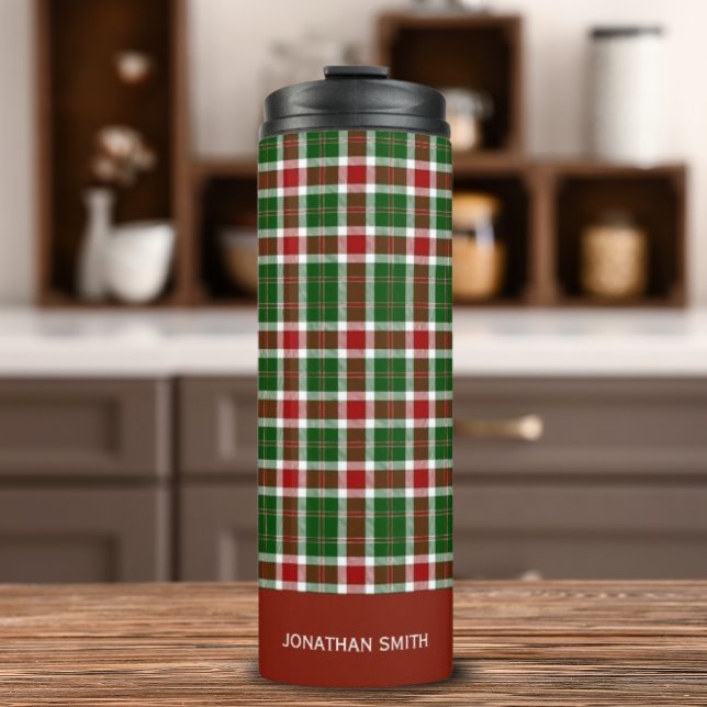 Tartan Plaid Pattern Red and Green colors Thermal Tumbler (Creator Uploaded)